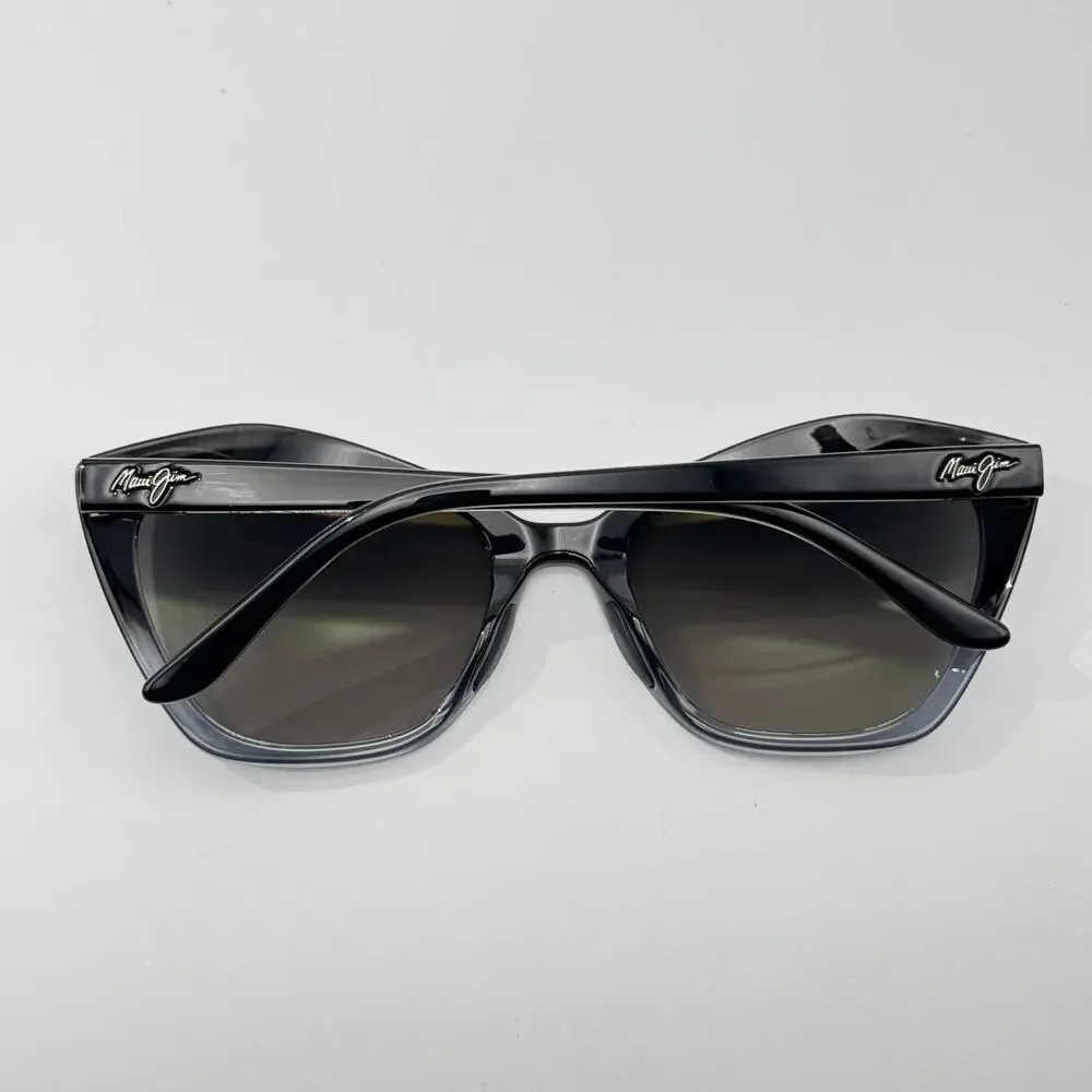 Maui Jim Sunglasses Lotus STG-SG MJ827-02J Black Cat Eye Frame Gray Gradient